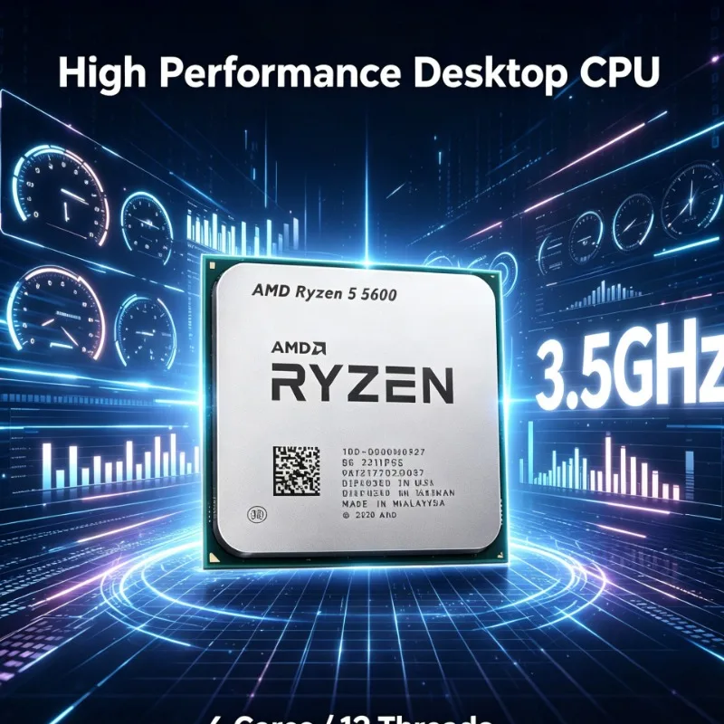 Desktop AMD Ryzen 5 5600 Processor Socket AM4 7nm Craft 32MB Cache 6 Core 12 Thread Computer CPU No Cooler Included