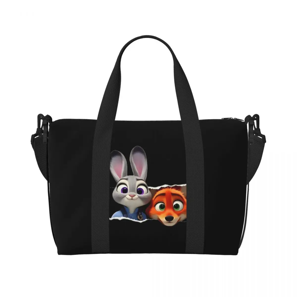

Custom Zootopia Beach Tote Bag Women Extra Large Gym Carry On Zoo Animation Travel Shopping Bags