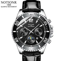 NOTIONR Luxury Mens Fashion Watches for Waterproof Leather Quartz Watch Man Business Casual Luminous Clock relogio masculino