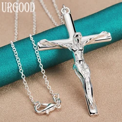 925 Sterling Silver Jesus Cross Pendant Necklace 16-30 Inch Chain For Women Party Engagement Wedding Fashion Jewelry