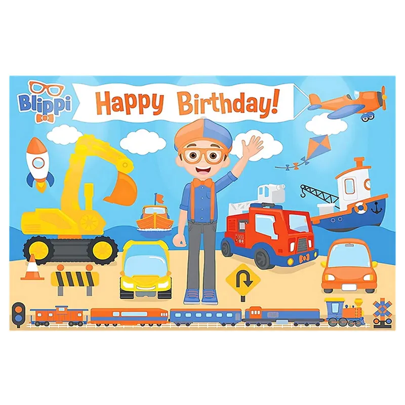 Englische Lehrer-Geburtstagsdekoration im Blippi-Thema: Teller, Becher, Ballons, Banner, Hintergrund, Geschenktüten und Partyzubehör – Detail 38