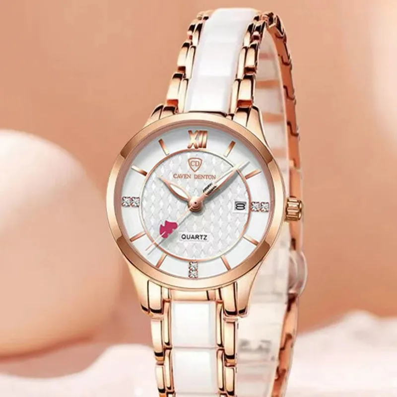 Calendar Diamond-encrusted Women's Watch Waterproof Student Quartz Watch for Women