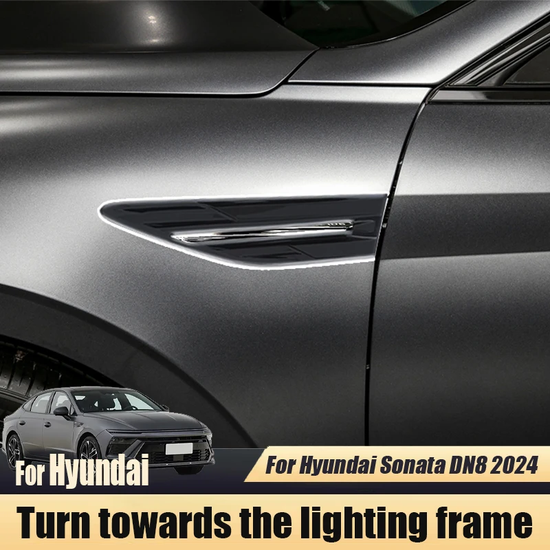 For Hyundai Sonata DN8 2024 Leaf board side label glitter sticker Turn towards the lighting frame Automotive modification