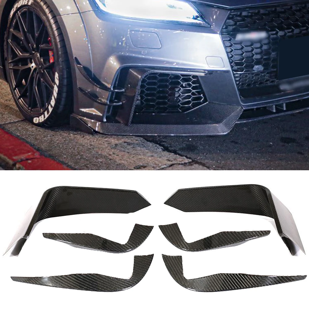 Front Bumper Splitters for Audi TTRS MK3 2016 2017 2018 Car Front Bumper Air Vent Fender Fins Vents Canards Splitte Carbon Fiber