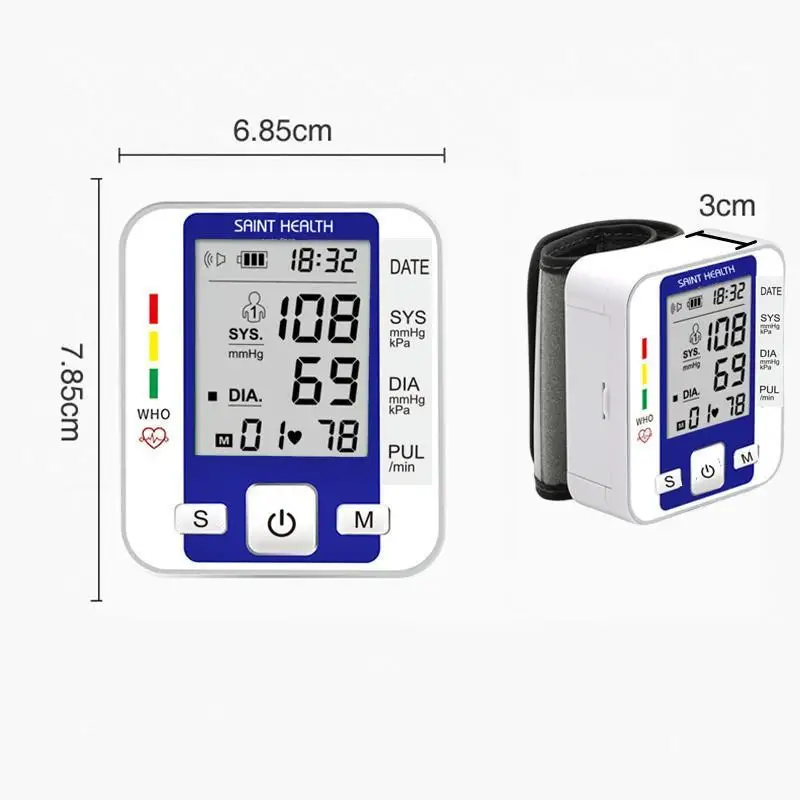 Electric Wrist Blood Pressure Monitor Portable tonometer health care bp Digital Blood Pressure Monitor meters sphygmomanometer