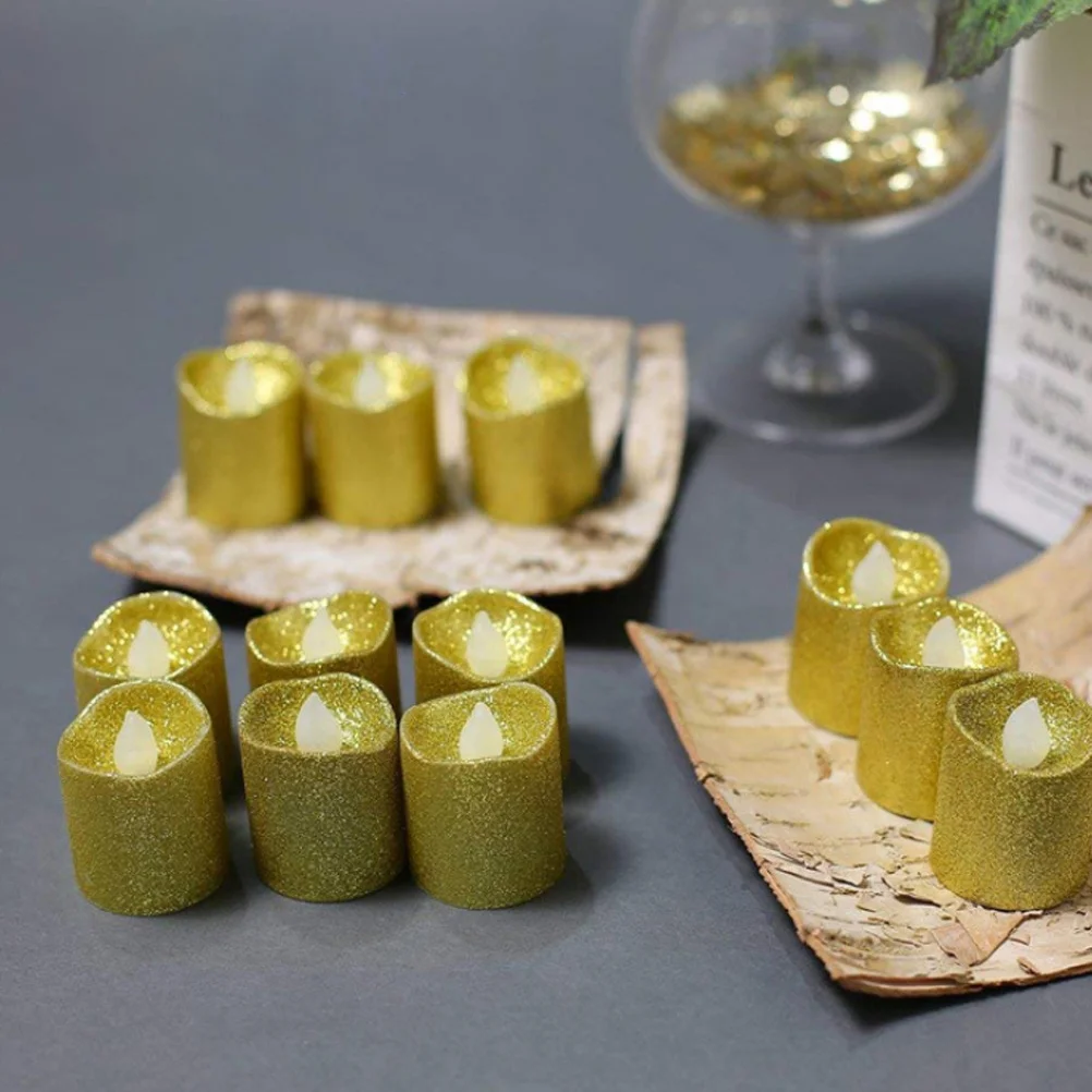 12 قطعة أضواء كهربائية لامعة عديمة اللهب Led الشموع لحفل زفاف عيد الميلاد المنزل مقهى زخارف للحانات الإضاءة