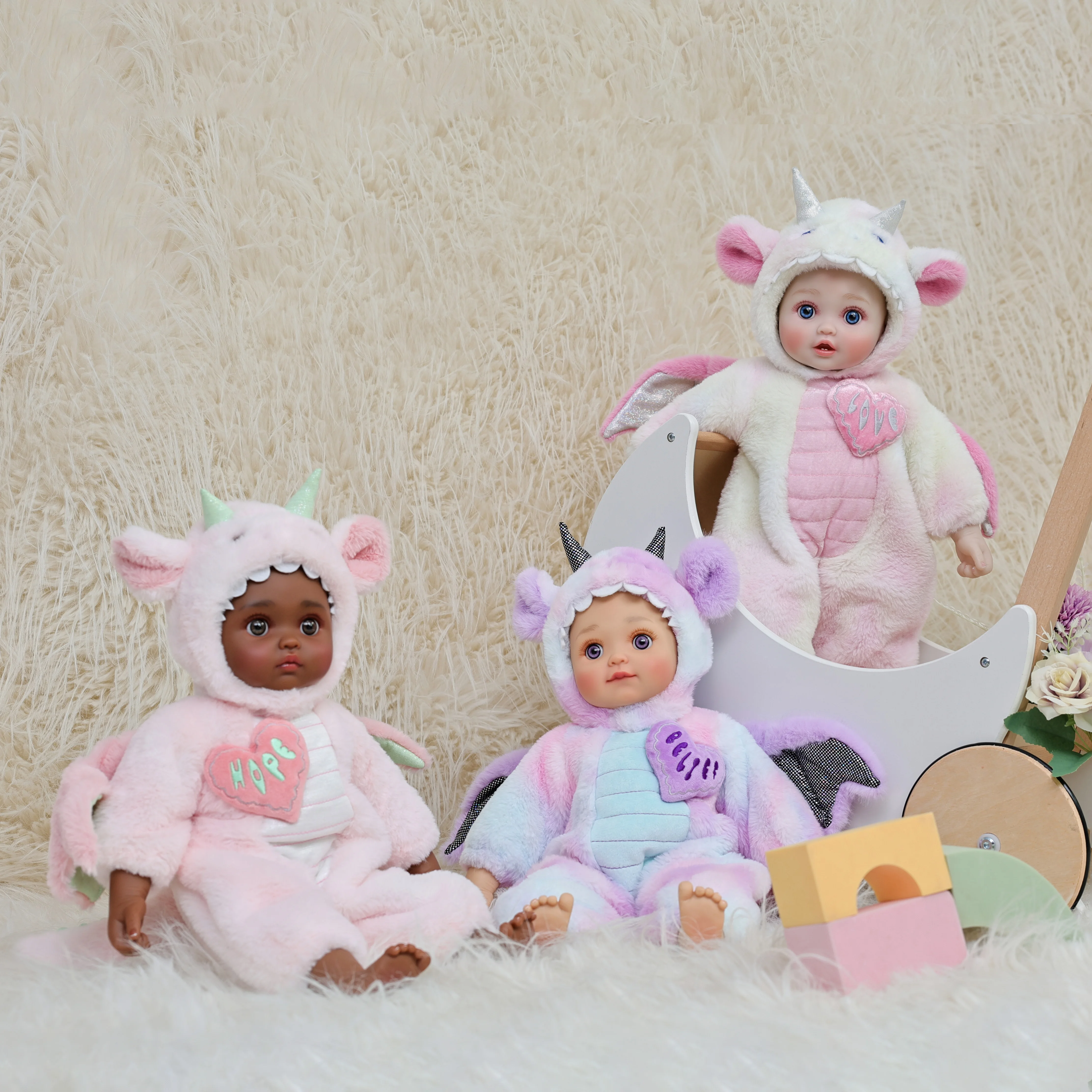 Cloveray 18 inch realistische herboren pop Kawaii kleine vliegende draak Set vinyl pop schattige babypop speelgoedcollectie hobby kindercadeau