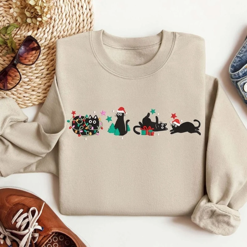 Schwarze Weihnachten Katzen Li – Embroidery Xmas Designs Bewertung und Preis