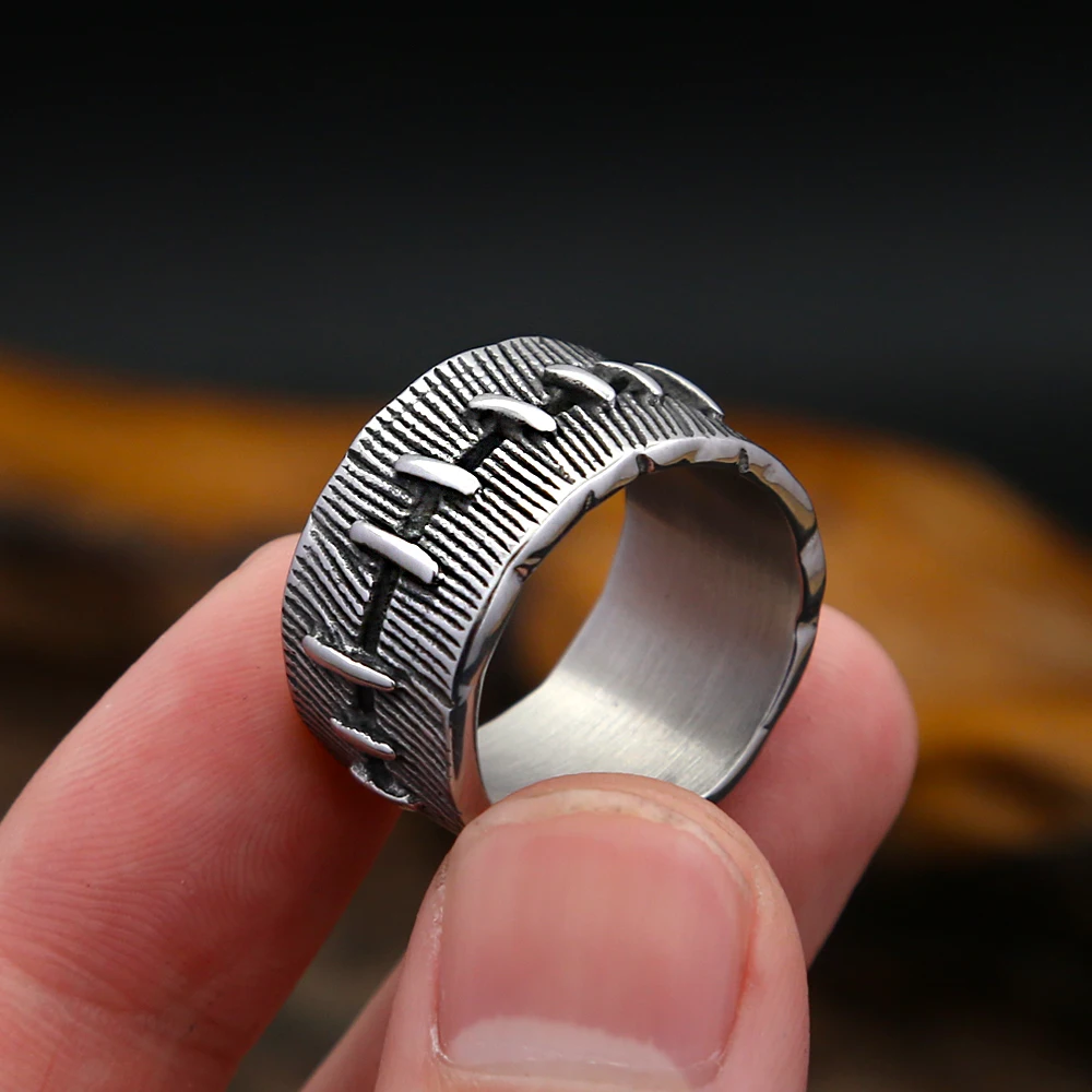 Fashion Gothic Suture Men Rings For Men Women Stainless Steel Punk Biker Ring Unique Rock Amulet Jewelry Gifts Dropshipping