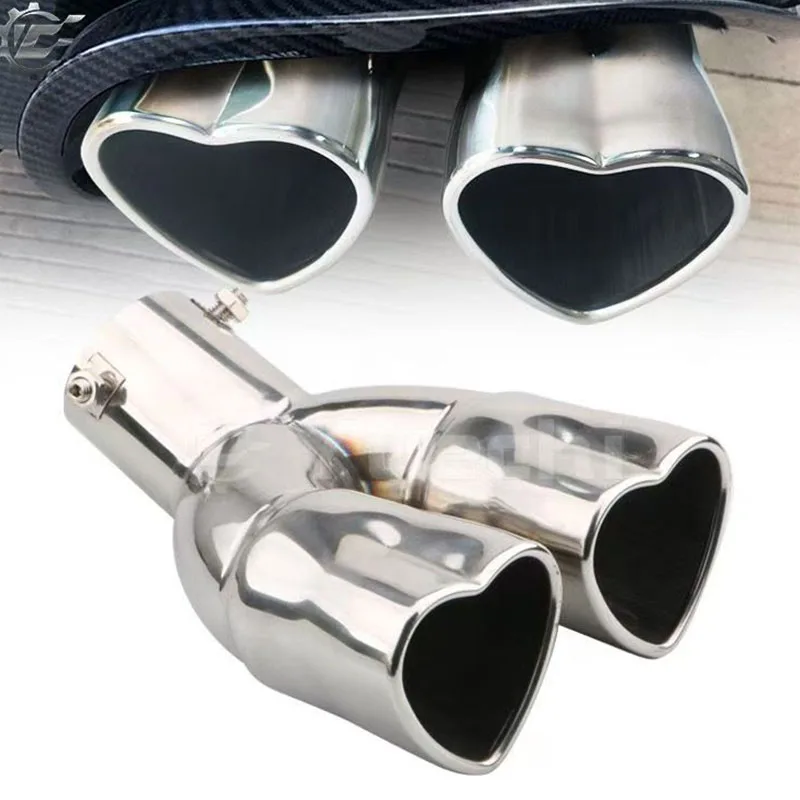 

63Mm Love Tail Pipe, Universal Exhaust Pipe, Stainless Steel Color Tail Pipe, Modified Exhaust Decorative Cover