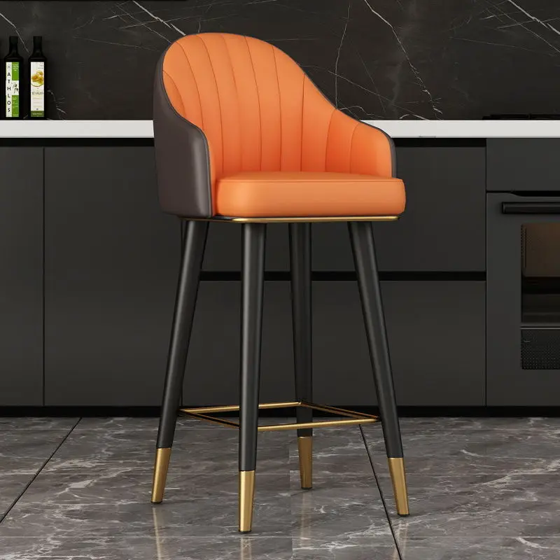 

Waterproof High Leg Leather Bar Counter Chair Stool Gym Modern Metal Iron Dining Outdoor Restaurant Living Room Hotel Chairs