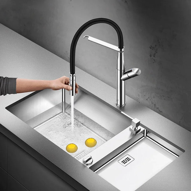 ASRAS Kitchen Mixer Faucet Brass Sink Faucet Hot And Cold Deck Mounted Pull Down Rotatable Kitchen Sink Mixer Tap