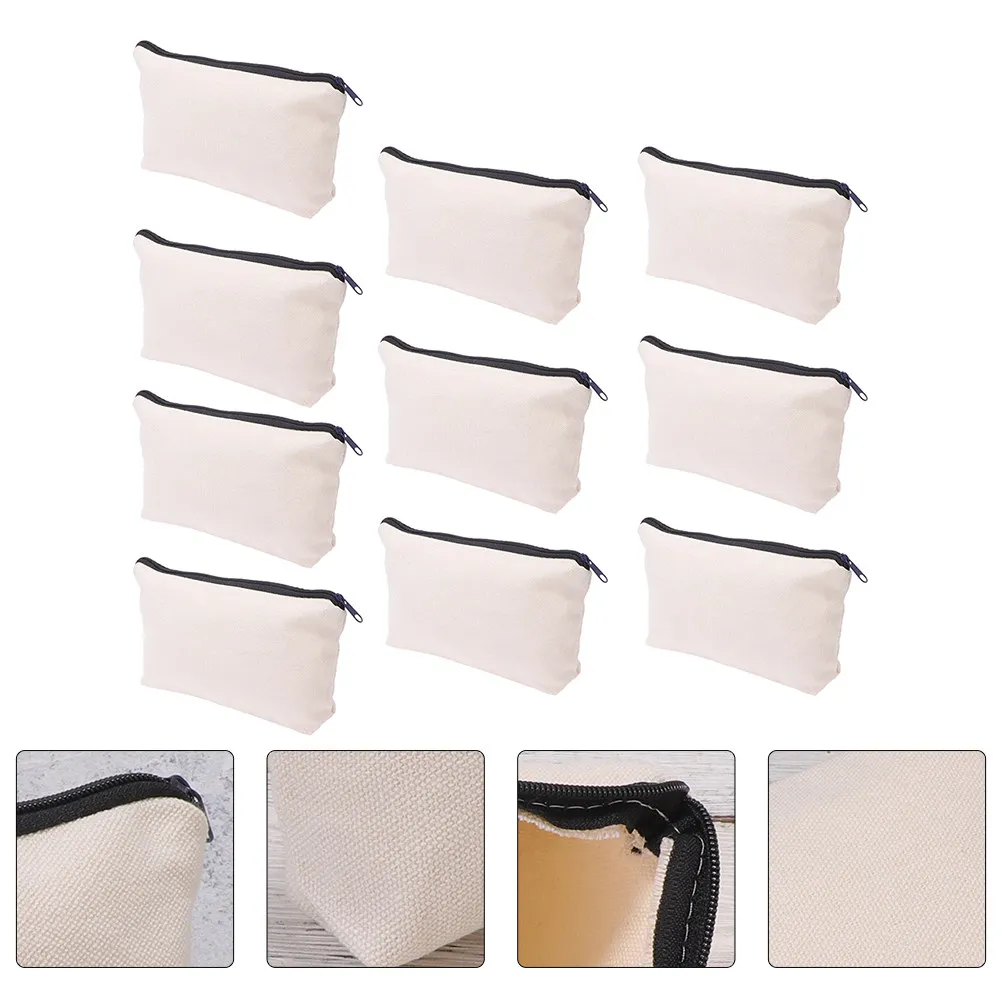 

Набор из 20 портативных холщовых пеналов на молнии для хранения ручек, карандашей, косметики и монет, органайзер для путешествий и школы, сумка для канцелярских принадлежностей