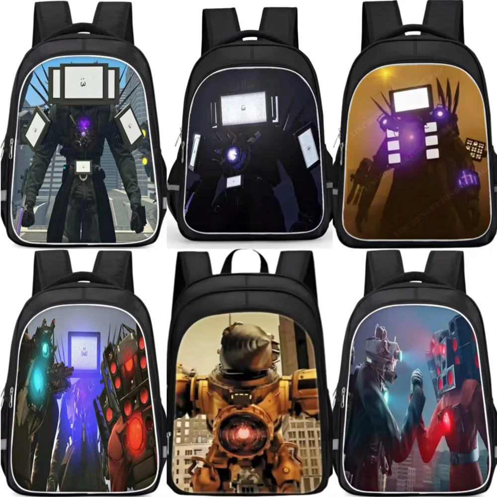Titan Tv Man Skibidi Toilet Backpack Cartoon School Backpack For Boys Titan Drill Man Camera Man Speakerman Lunch Bag Box Case