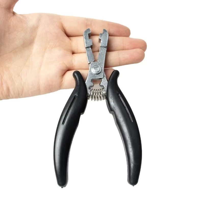 1PC Zwart handvat 6mm groef Platte tangklem voor het maken van pre-gebonden haarverlenging met platte punt