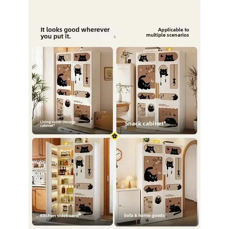 Cream Style Carbon Steel Wall-Mounted Integrated Storage Cabinet Large Capacity Living Room Storage CabinetL15