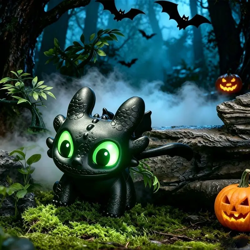 Halloween and Christmas little dinosaur toy with glowing eyes and vibration sensor, collectible trendy figurine