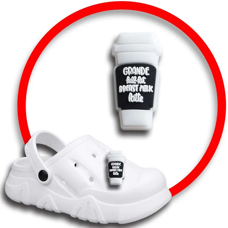 Dijes de zapatos de café para Crocs, sandalias, alfileres de zuecos, decoraciones de zapatos, accesorio para hombres, niños, niñas, niños, accesorios para zapatos