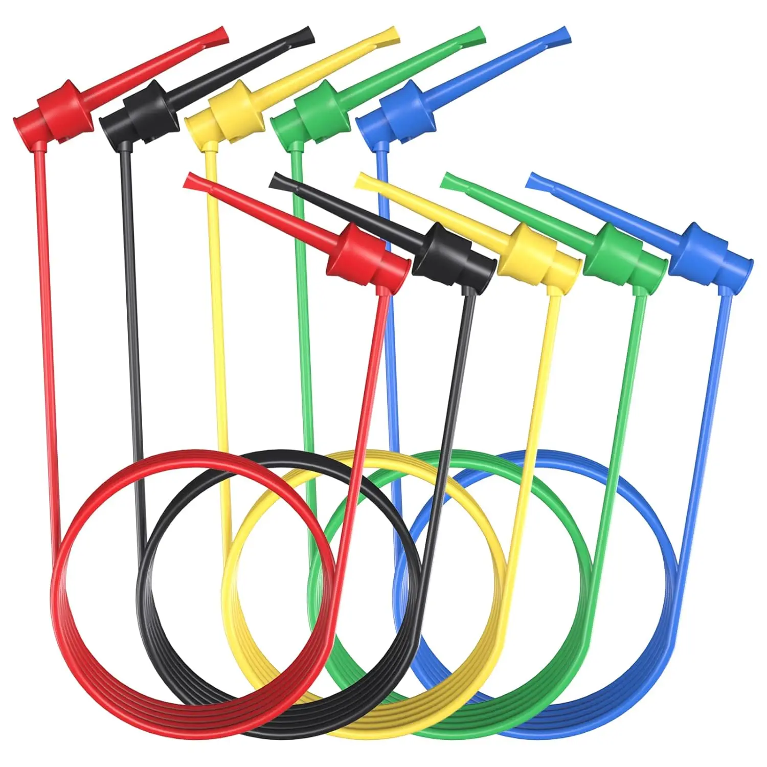 

Test Hook Clips Silicone Test Leads 5PCS Testing Cables Wires Dual IC Hooks Clips for Electronic Testing