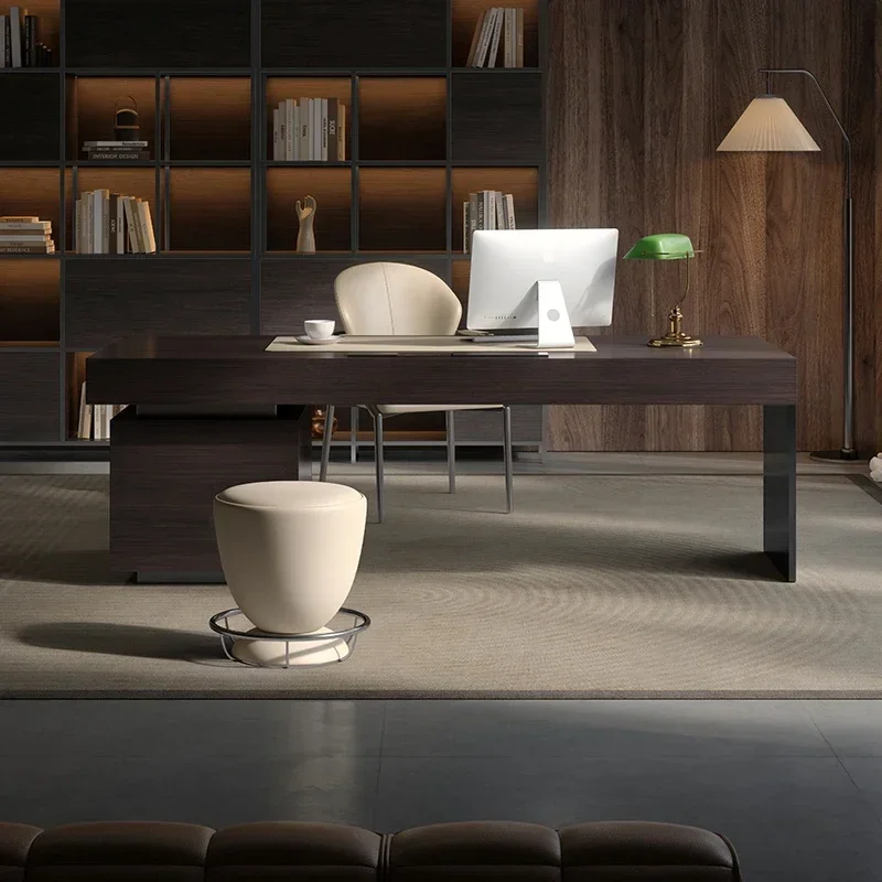 

Italian minimalist light luxury desk high-end modern minimalist study boss desk desktop computer desk all solid wood