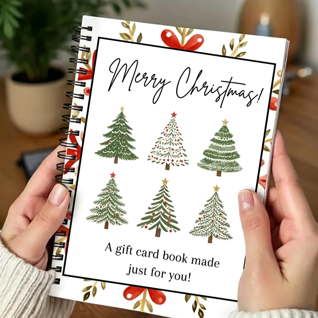 1pc Gift Card Album Elegant Christmas Keepsake Book for Teens Hardcover Memory Organizer Writable Pages Holiday Storage