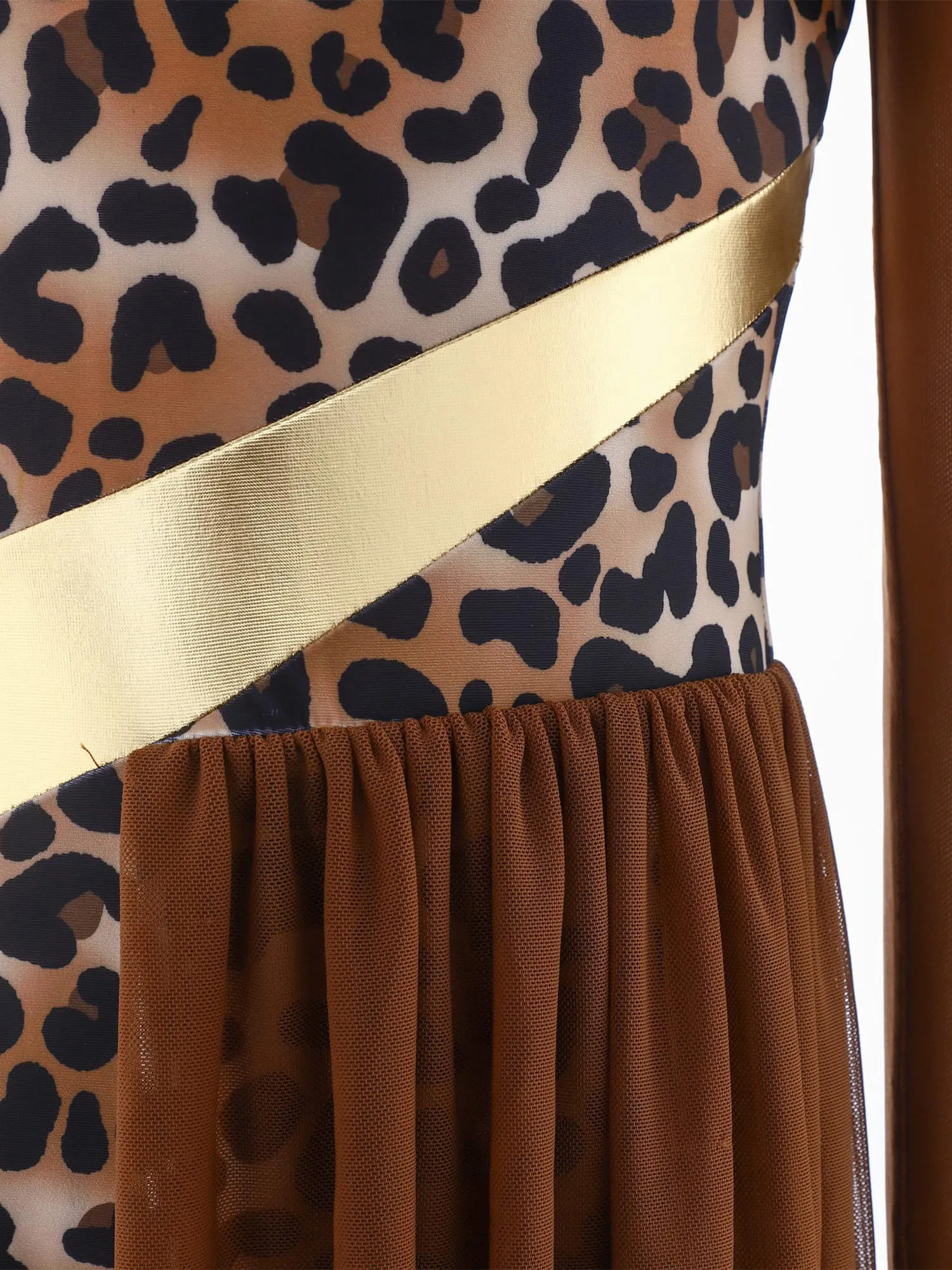 

Kids Girls Leopard Print Cave Costumes Ballet Gymnastics Leotards Dance Asymmetrical Jumpsuit Halloween Themed Party Dancewear
