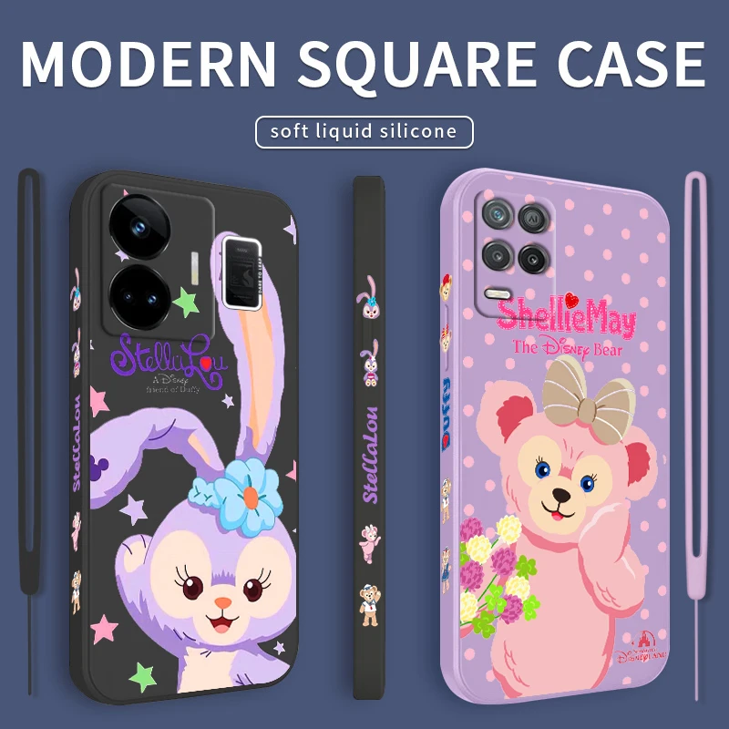 StellaLou Disney Cute Bunny Liquid Left Rope Phone Case For OPPO Realme GT2 Explorer Master Neo5 C21Y 10 9 8 4G 5G Pro Cover