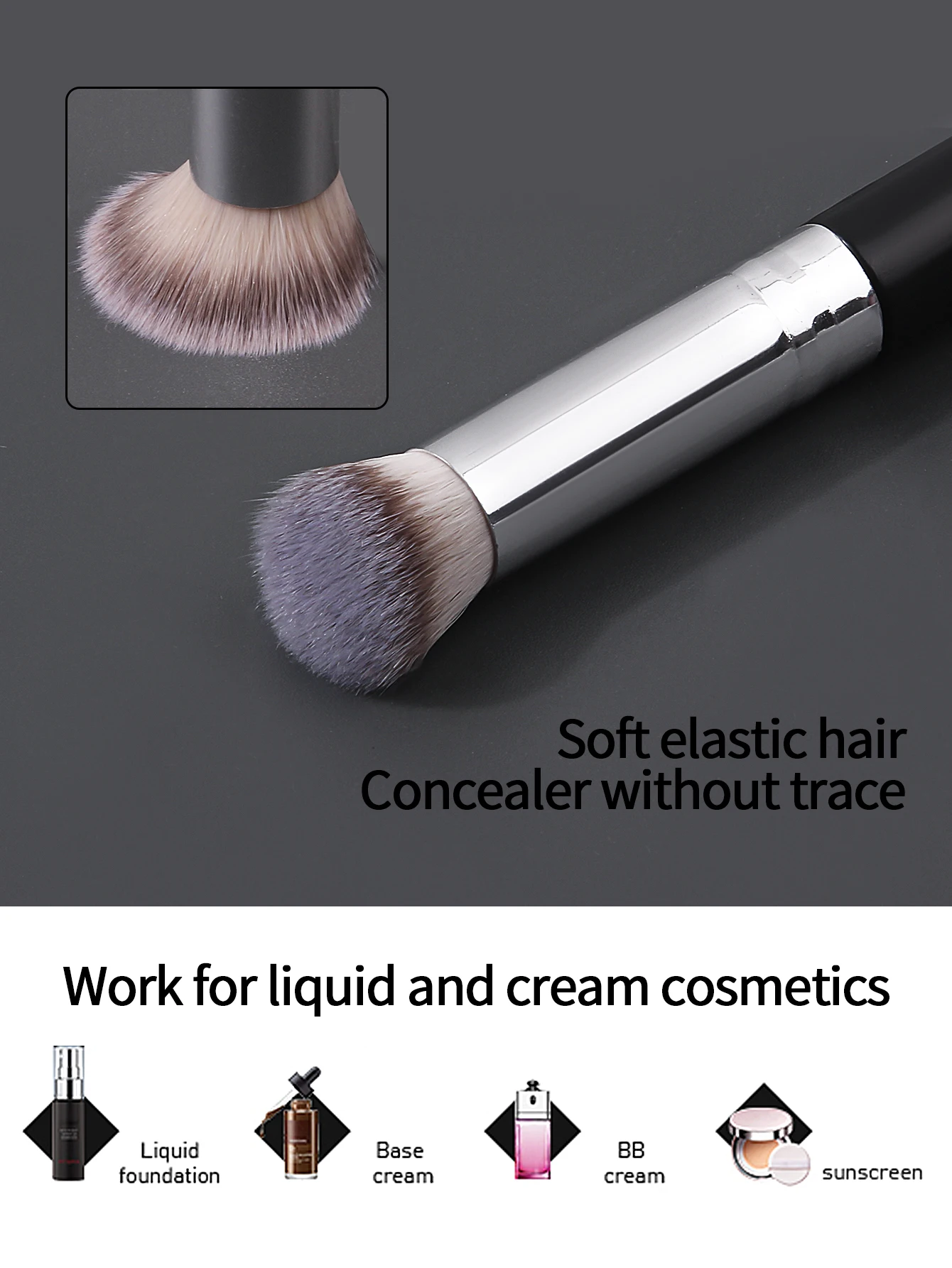 Brochas de maquillaje en crema correctora, base en polvo facial, corrector pulidor, colorete líquido, herramientas de maquillaje