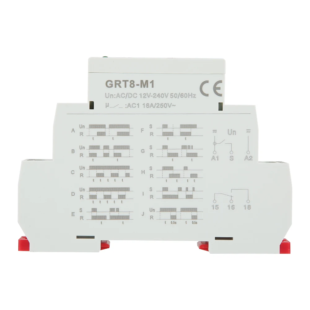 AC/DC 12V~240V Multifunctional Delay Relay With 10 Functions DIN Rail Mount GRT8-M1 Multifunctional Delay Time Relay