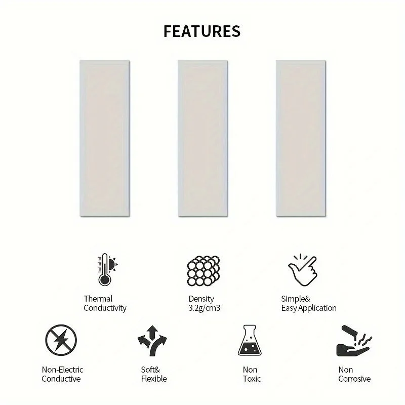 LDPCSJ 1/6/9pcs 21W/MK GPU CPU Thermal Silicone Pad 70x22mm Suitable for M.2 SSDs, Laptop CPUs, Graphics Cards, Memory Modules