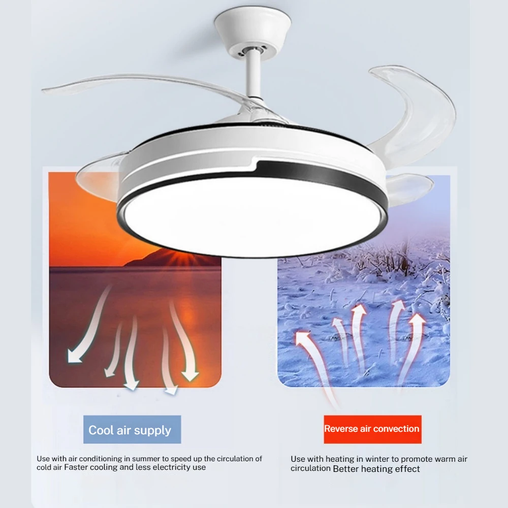 ceiling fan with light 42 inch Led ceiling lamp 110V 220V 3colours changing light super silent fans for room with remote control