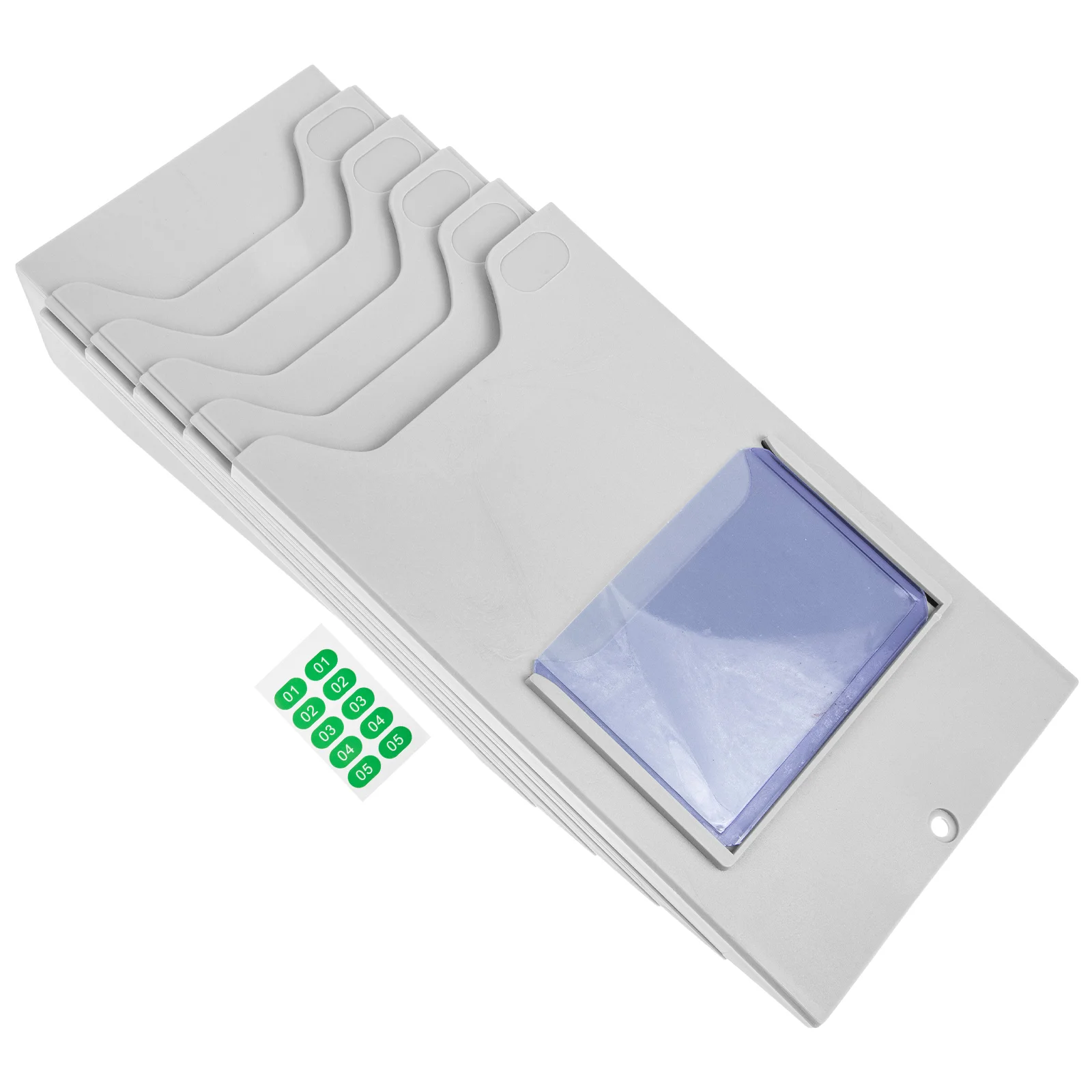 

Power Rack Material Card Remote Control Holder Attendance Cards Timecard Grey Plastic Shelf