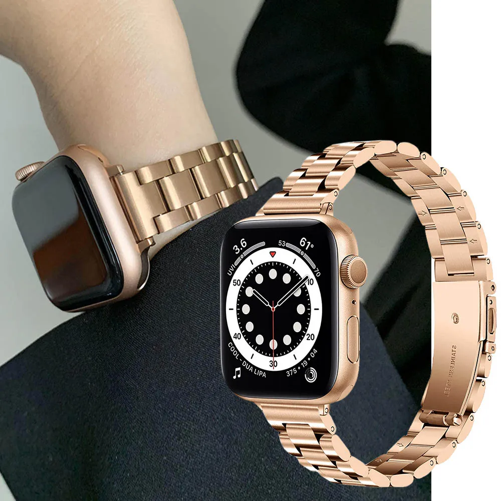 

Ремешок из нержавеющей стали для Apple Watch Band ultra 49 мм Series 7 6 5 4 3 2 1 Se, золотистый браслет для наручных часов Iwatch 7 6 38 40 44 мм 44 мм 45 мм