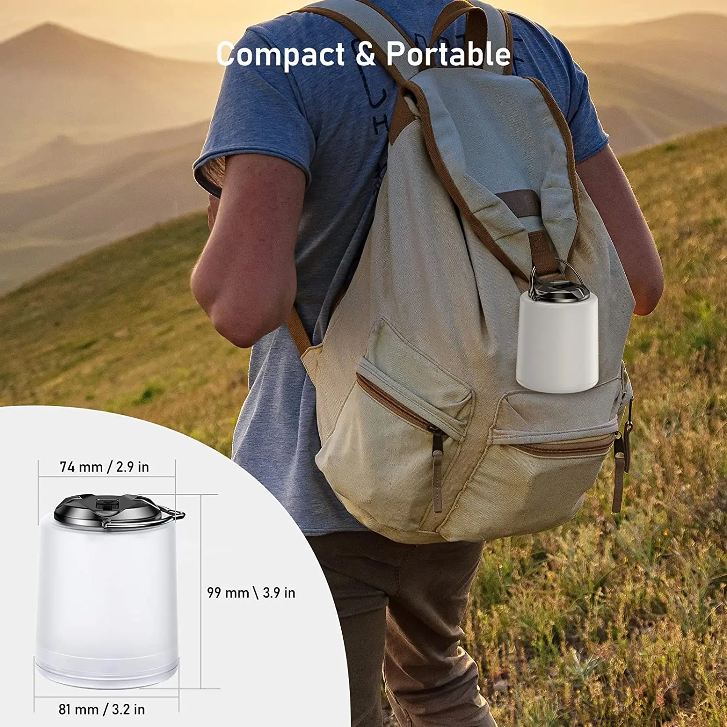 Rechargeable camping light flashlight camping Lantern -3000K warm white light waterproof Led Flashlight camping/hiking Supplies 5