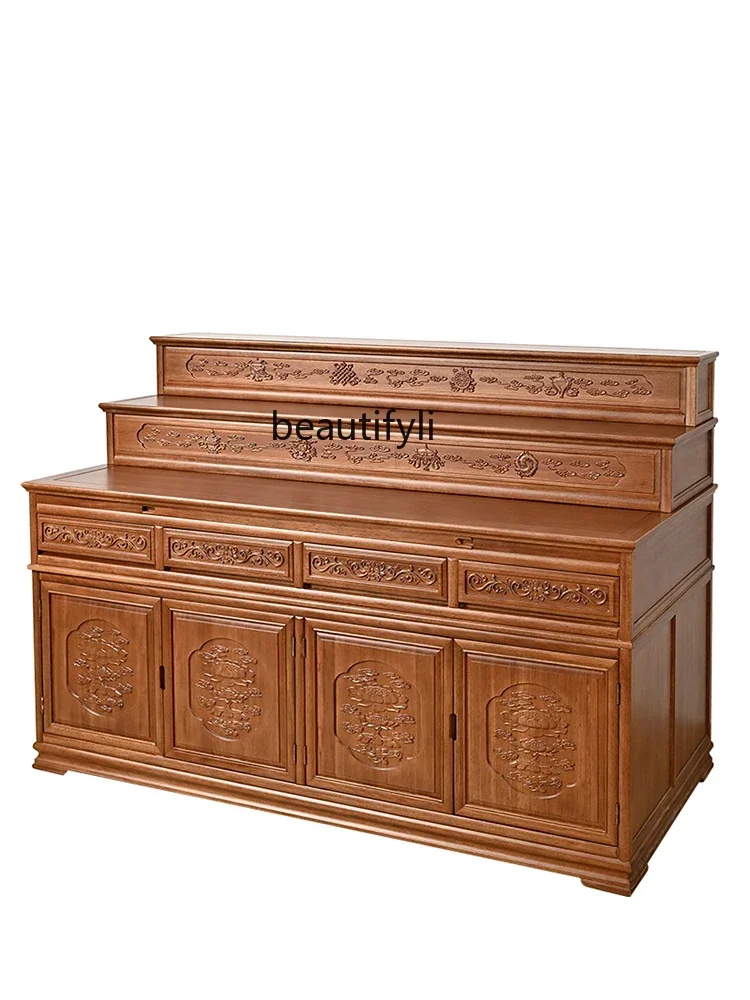 

xx1xx1`Three-layer solid wood golden pear offering table Buddha table, offering table Household living room
