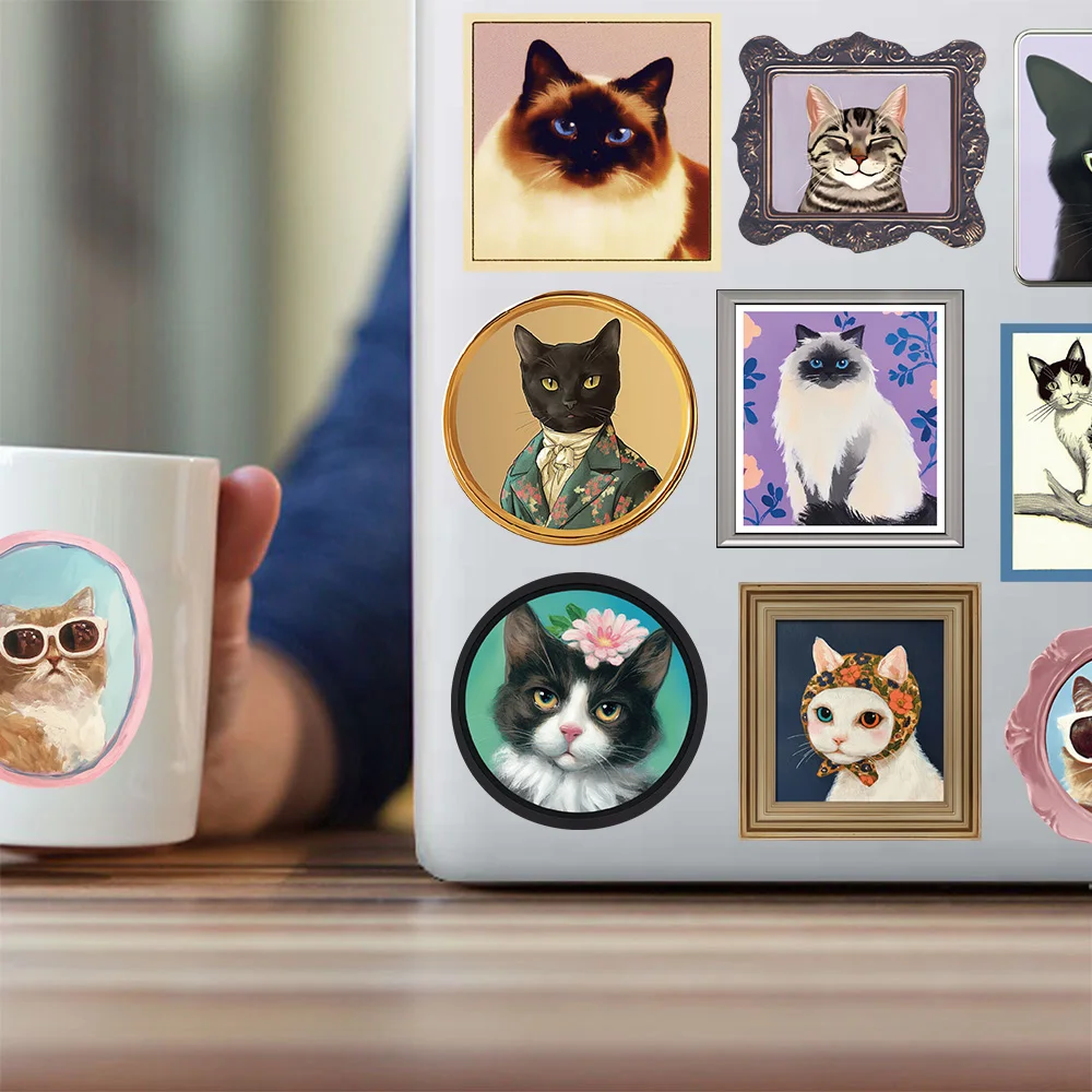 50PCS Cute Cat Decoration Fun Graffiti Stickers DIY Phone Case Notebook Scrapbook Phone Stickers