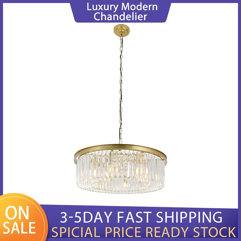 

Luxury Modern Circle European Simple Hotel Showroom Pendant K9 Suspend LED Crystal Chandelier Light Hanging Lamp For Bedroom