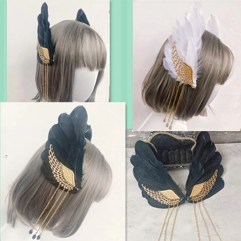 Comic Show Hair Clip for Girls Cosplay Hair Pin Angel Feather Wing Hairclip Lolita-Costume Props Headdress Cute Headwear