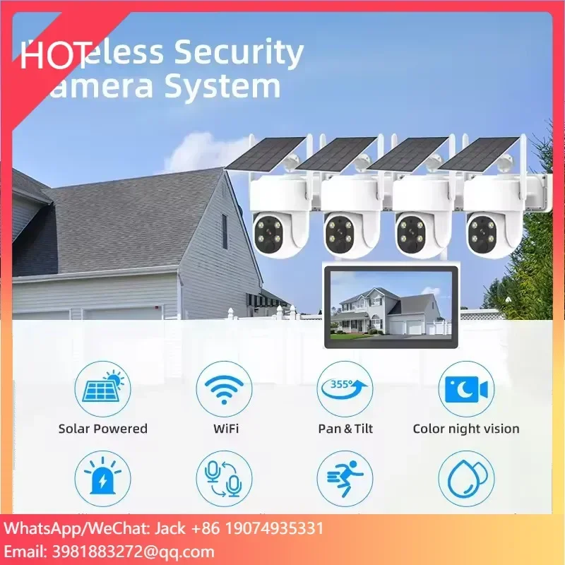 Jianvision 4 Kanäle NVR-Bildschirm 4 MP Ip66 wasserdicht solarbetriebenes WLAN IP CCTV Wireless 360 Kamera Wifi Solar