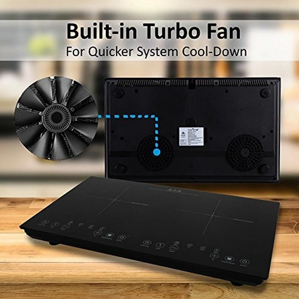 موقد جديد مزدوج التعريفي - موقد مزدوج سيراميك رقمي محمول 120 فولت مع قفل أمان للأطفال، يعمل مع مقلاة من الحديد الزهر المسطح - الأفضل