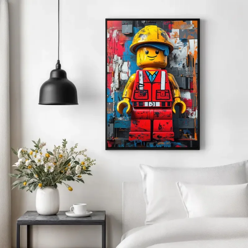 Colorful Modern Lego Figure Hipster Graffiti Poster Abstract Builder Engineer Canvas Painting Wall Art Living Room Home Decor