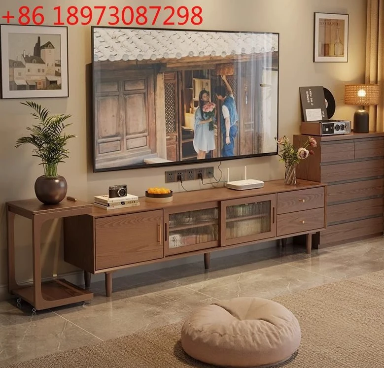 

Шкаф для телевизора из массива дерева, для хранения и хранения, встроенный бытовой журнальный столик, комбинированный напольный боковой шкаф