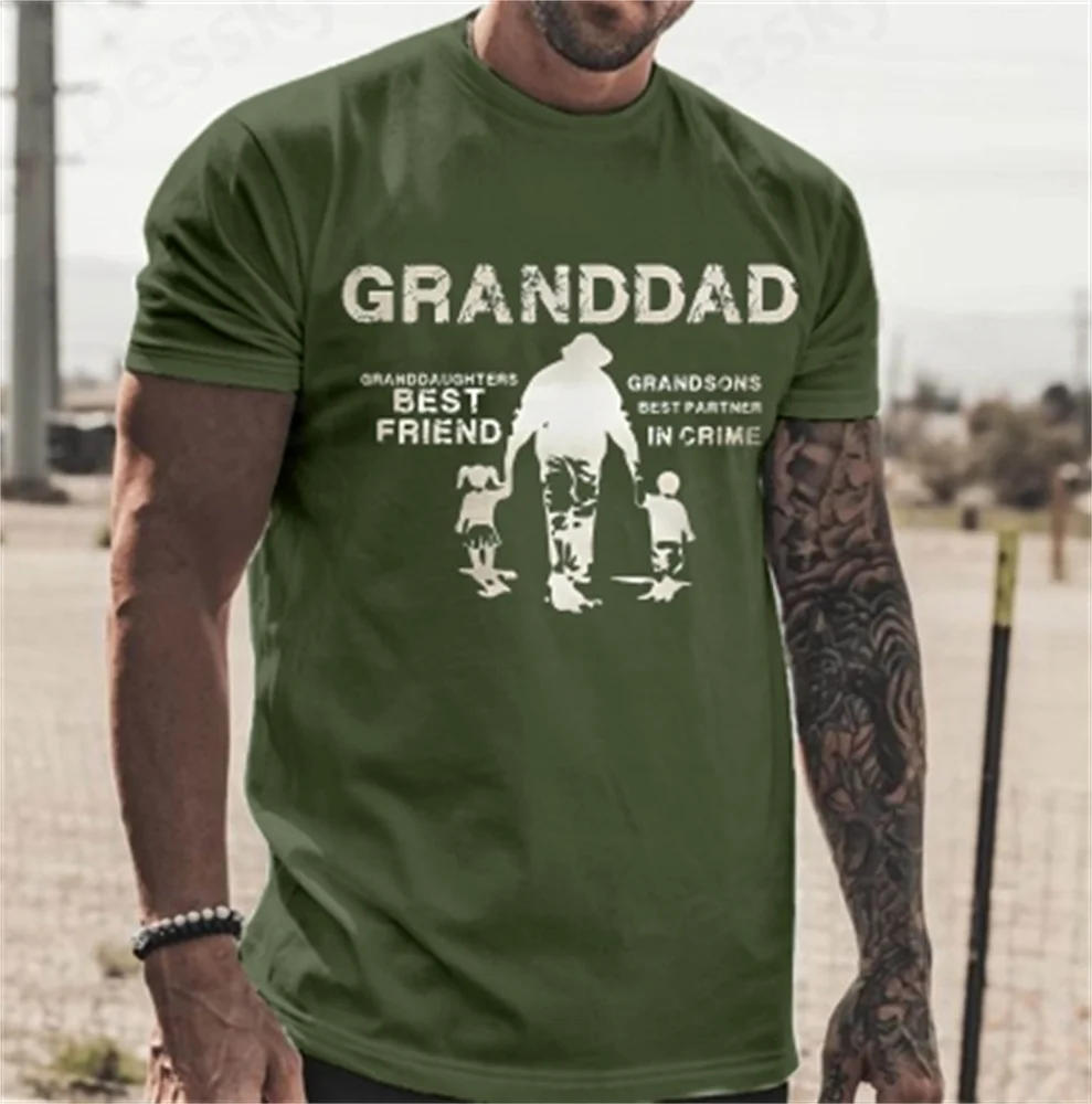 

Men's Father's Day Partially Printed Short-Sleeved T-Shirt Casual Comfortable Cotton Tee for Dad