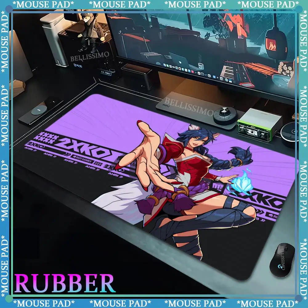 2XKO-S Anime Game MousePad Ahri Game Accessories League of Legends Game Keyboard Pad Computer Cabinet Desk Pad Rubber Mouse Pad