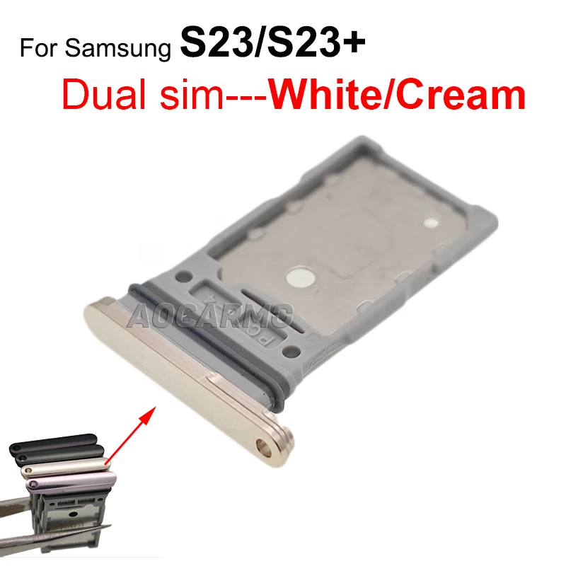 Aocarmo Single & Dual SIM Card Tray Card Slot Holder For Samsung Galaxy S23 Ultra S23Plus S23+ Replacement Parts