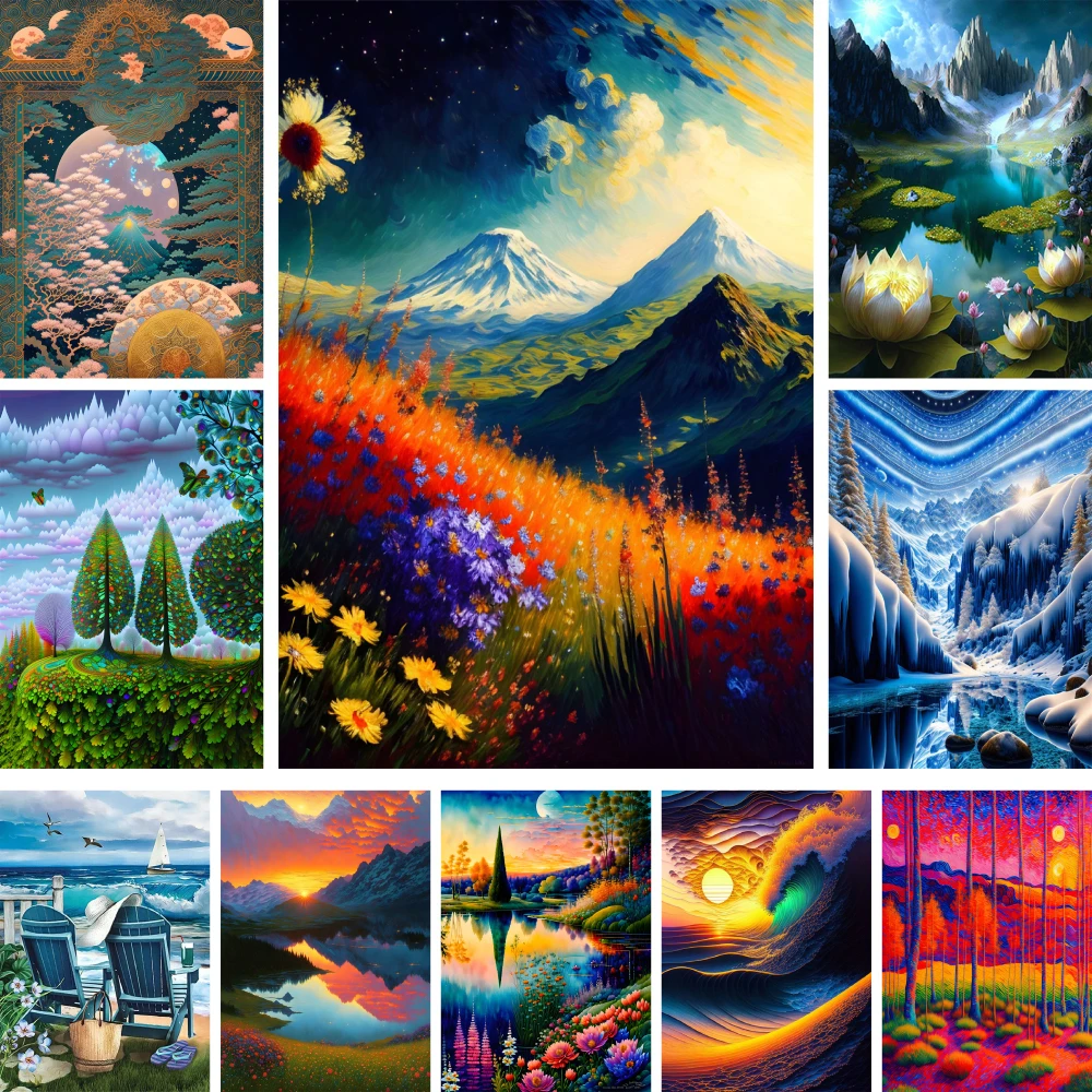 

Пейзаж Фэнтезийный мир Полный комплект для вышивки крестом DIY Вышивка Рукоделие Ручной работы Вязание Подарок ручной работы Домашний декор Магия