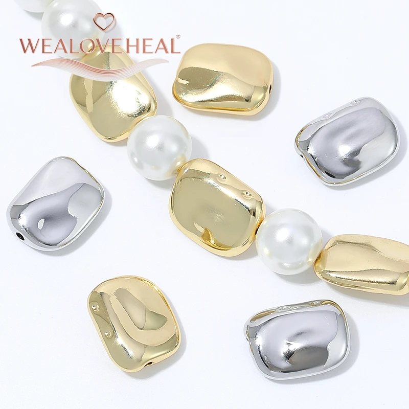perlen für schmuckherstellung, schmuckherstellung zubehör, 15,5x12mm massive, flache, rechteckige Spacer-Perlen, 18K vergoldetes Messing, hochglanzpoliert, für Armbänder, Halsketten und Schmuckherstellung – Detail 16