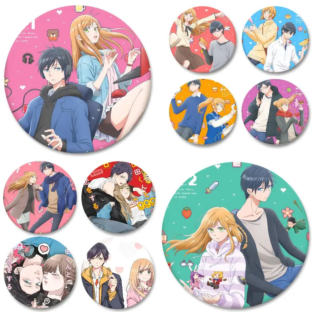 Anime My Love Story With Yamada-kun At Lv999 Abzeichen Runde Abzeichen Weißblech Münze Brosche Kleidung Rucksack Zubehör Anstecknadel