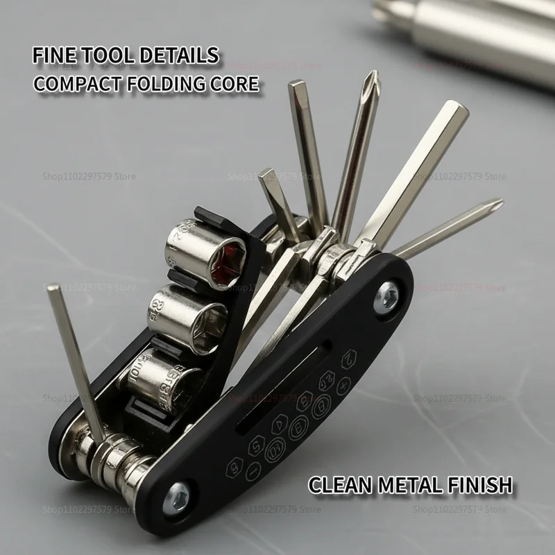 16 in 1 Mountain Bike Multi Tool Socket Wrench Set Portable Bicycle Repair Kit for Cycling Motorcycle Outdoor Adventure Gear