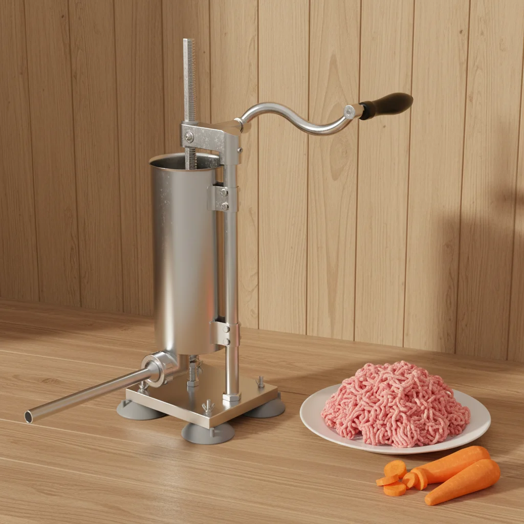 

3LSilver Hand-crank Type Vertical Manual Sausage Stuffer Machine Stainless Steel Sausage Maker Filling Sausage Filler Meat Tools